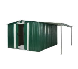 ABRI de jardin avec appentis, métal galvanisé vert, 4 dimensions