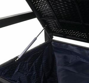 BANC avec coffre de rangement, resine tressée, Noir/vert