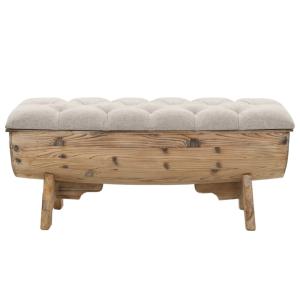 Banc forme tonneau avec coffre de rangement, assise rembourrée