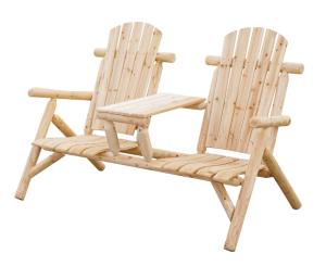 Fauteuil de jardin double en pin massif, design rustique