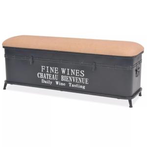 Banc, coffre de rangement, vintage, en acier