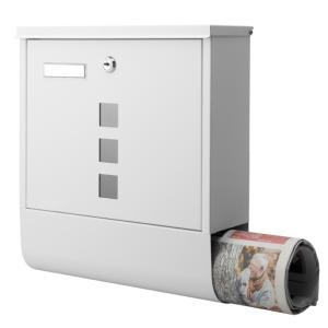 BOITE aux LETTRES inox +  compartiment pour journal, blanche