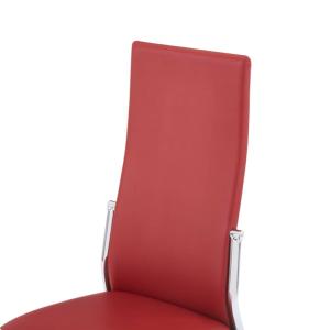CHAISES salle à manger, similicuir rouge, lot de 4