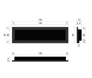 CHEMINEE design INOX noir, modèle XXL 140 cm, avec vitre