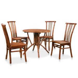 Ensemble table ronde et chaises en bambou
