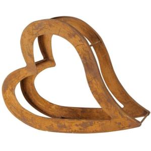 Étagère à bois de chauffage en métal – Forme cœur couché – Coloris rouille