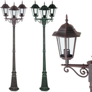 Lampadaire extérieur, 4 coloris, en aluminium 3 têtes