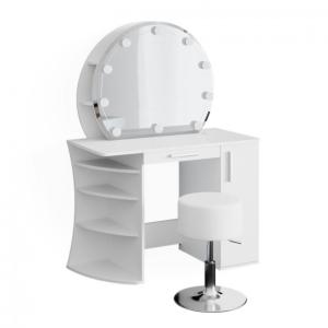 MEUBLE coiffeuse, design blanc, avec miroir, leds et tabouret