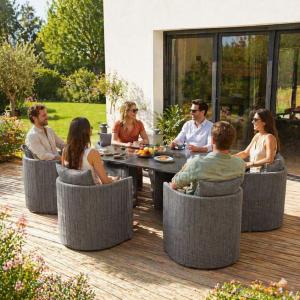 Salon de jardin ALTO 6 places avec table XXL 220 cm en aluminium et revêtement Oléfine