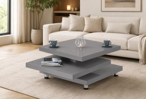 Table basse design ORBITA – 3 plateaux pivotants à 360°