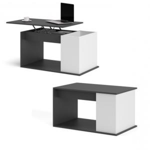 TABLE basse Noir/blanc, 90 cm, plateau relevable, THEBES