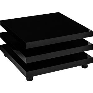 TABLE basse pivotante, 3 plateaux, modèle FIRE, noir ou blanc laqué et noir mat