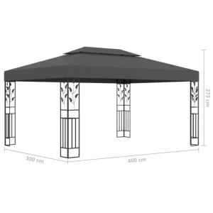 TONNELLE, gloriette de jardin 300 x 400 cm, toile grise