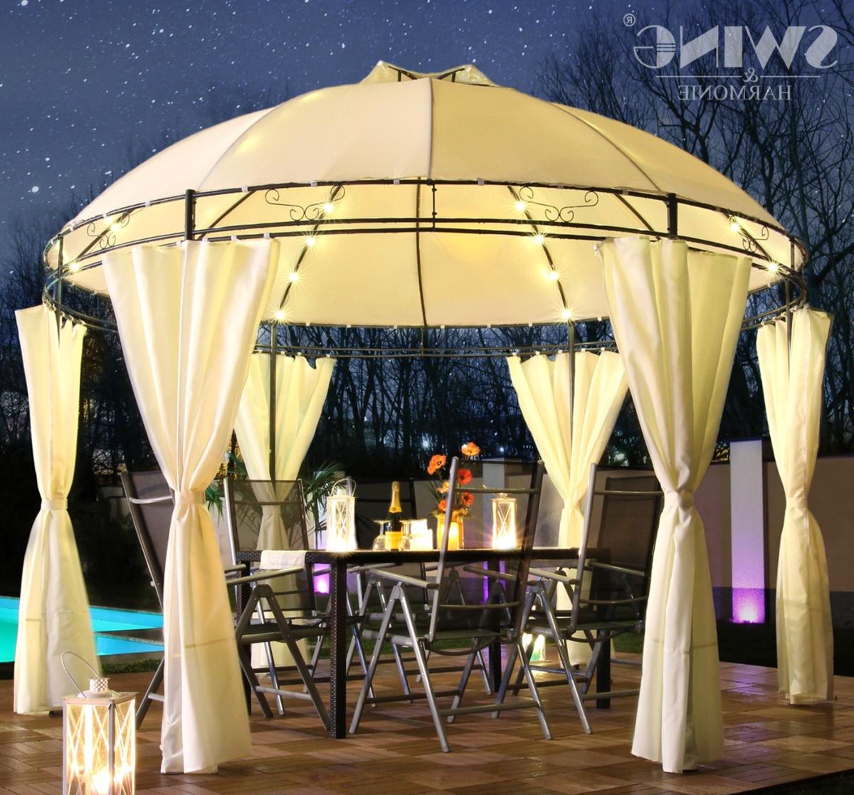 Tonnelle Pavillon de Jardin Rond Beige avec Ride…