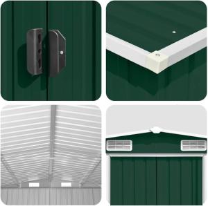 ABRI de jardin, métal galvanisé vert, 5 dimensions