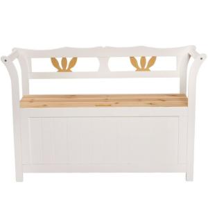 BANC en bois BLANC, avec coffre de rangement intégré