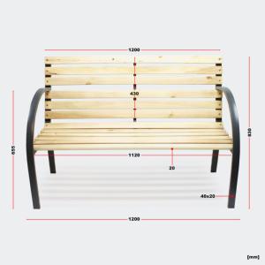 Banc de jardin, métal et bois, 120 cm