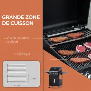 BARBECUE à gaz, 3 brûleurs avec housse protection