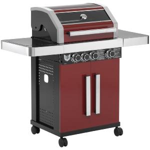 BARBECUE de luxe INOX 4 brûleurs, rouge