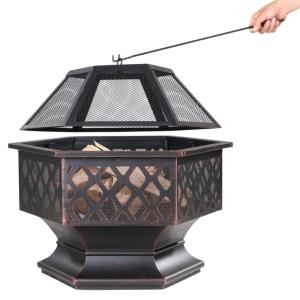 BRASERO de JARDIN en acier inoxydable noir et bronze