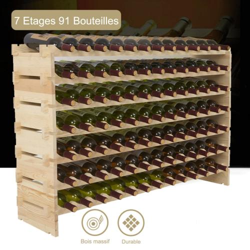 CASIER A VIN, 84 bouteilles, bois massif naturel