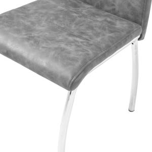 CHAISES salle à manger, similicuir gris, lot de  4