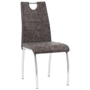 CHAISES salle à manger, similicuir marron, lot de 4