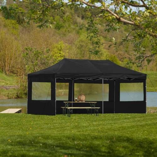 CHAPITEAU pliant 6 x 3 m, aluminium, toile noir