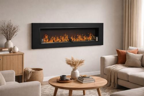CHEMINEE ETHANOL Luxe inox noir, 190 cm, 2 brûleurs, 16 Kw