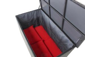 COFFRE géant en résine tressée/alu, 760 litres, noir