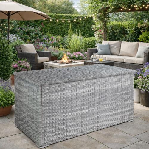 COFFRE géant en résine tressée/alu, 760 litres, 5 coloris