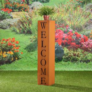 COLONNE décoration jardin métal, modèle WELCOME, 2 coloris