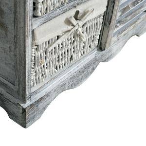 Commode bois avec 3 paniers, blanc/gris