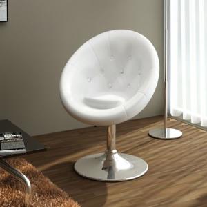 Fauteuil lounge rétro capitonné, blanc ou noir