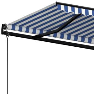 STORE BANNE 4 x 3.5 m, manuel, toile bleu blanche