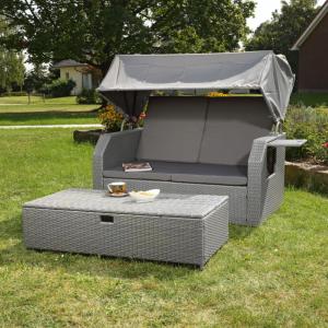 LIT Transat de jardin, modulable, resine tressée, 3 coloris