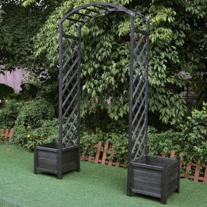 PERGOLA en bois, teinté noir avec bacs à plantes