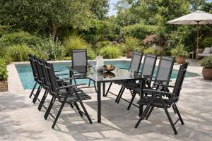 Salon de Jardin Aluminium Noir 8 Places MARINA