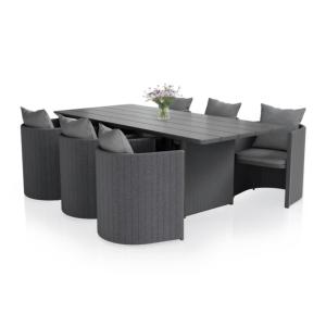 Salon de jardin ALTO 6 places avec table XXL 220 cm en aluminium et revêtement Oléfine