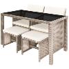 Salon de jardin résine tressée, gris/beige, 4 personnes