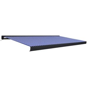 STORE BANNE coffre intégral 4.5 x 3 M motorisé, anthracite, bleu/blanc