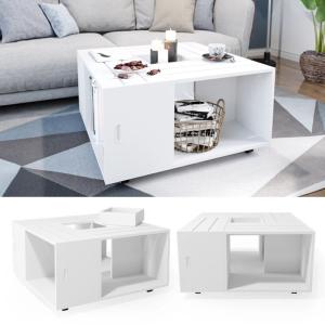 TABLE basse cube 80 cm, type caisson, blanche, modèle KALEOS