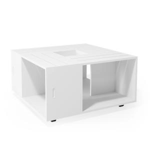 TABLE basse cube 80 cm, type caisson, blanche, modèle KALEOS