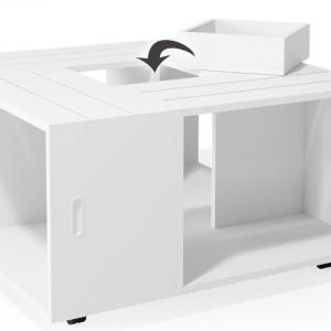 TABLE basse cube 80 cm, type caisson, blanche, modèle KALEOS