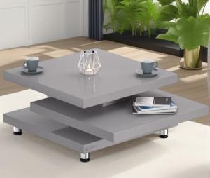 TABLE basse pivotante 60 cm, 3 plateaux, modèle FIRE, grise