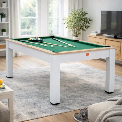 Table BILLARD/ping-pong, XXL 226 cm, bicolore avec plateau salle à manger.