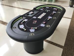 TABLE de POKER grand luxe, 215 cm, jusqu'à 10 places, LED