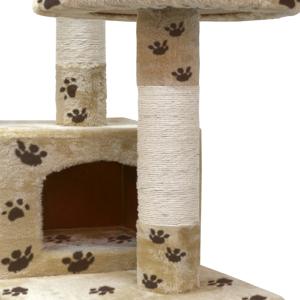 ARBRE A CHAT grand modèle, beige avec motifs