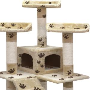 ARBRE A CHAT grand modèle, beige avec motifs