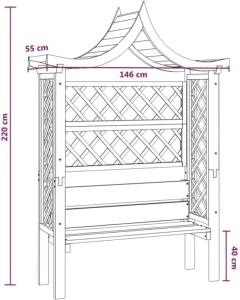 Pergola avec Toit et Banc Intégré en Bois – Modèle MADRAS